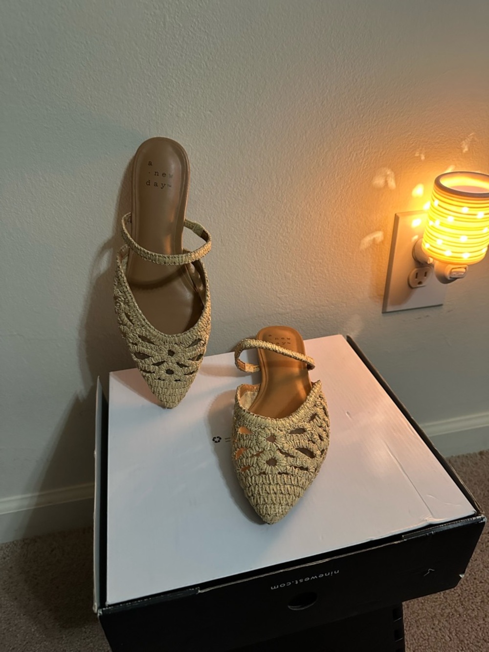 a new day Natural Crochet Pointed-Toe Mules